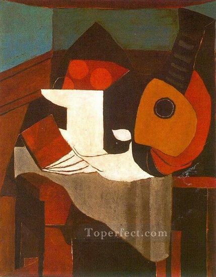 Livre compotier et mandoline 1924 Cubism Oil Paintings